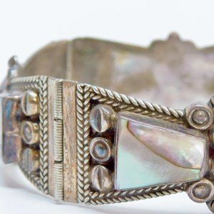 vintage mexican silver 925 Abalone Link Bracelet
